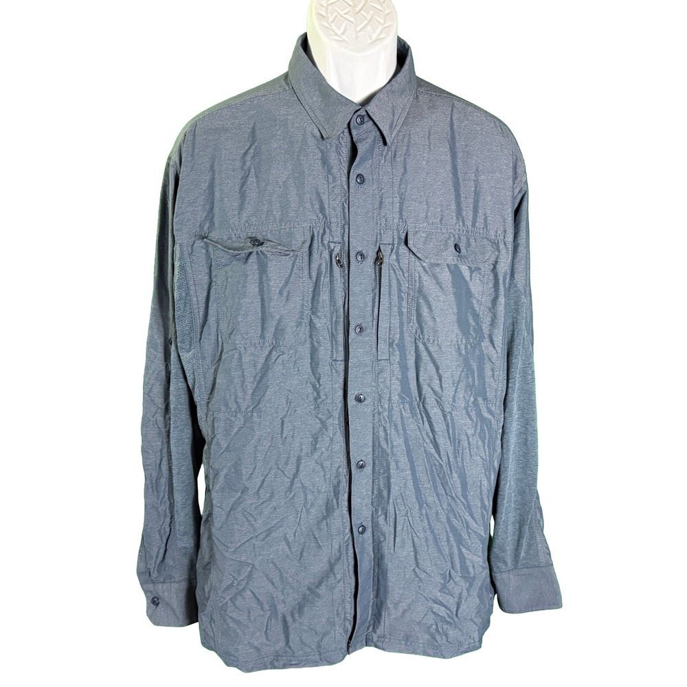 Kuhl Button Down Shirt Mens XL Blue Long Sleeve Ventilated Hiking Outdoor